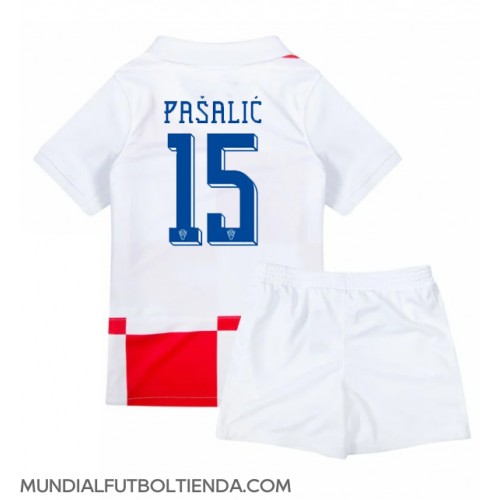 Camiseta Croacia Mario Pasalic #15 Primera Equipación Replica Eurocopa 2024 para niños mangas cortas (+ Pantalones cortos)